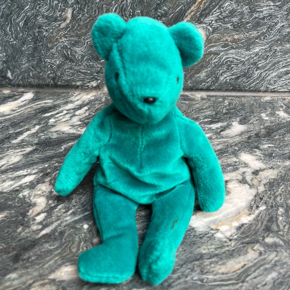 “Old face” Teddy beans baby original design in teal color